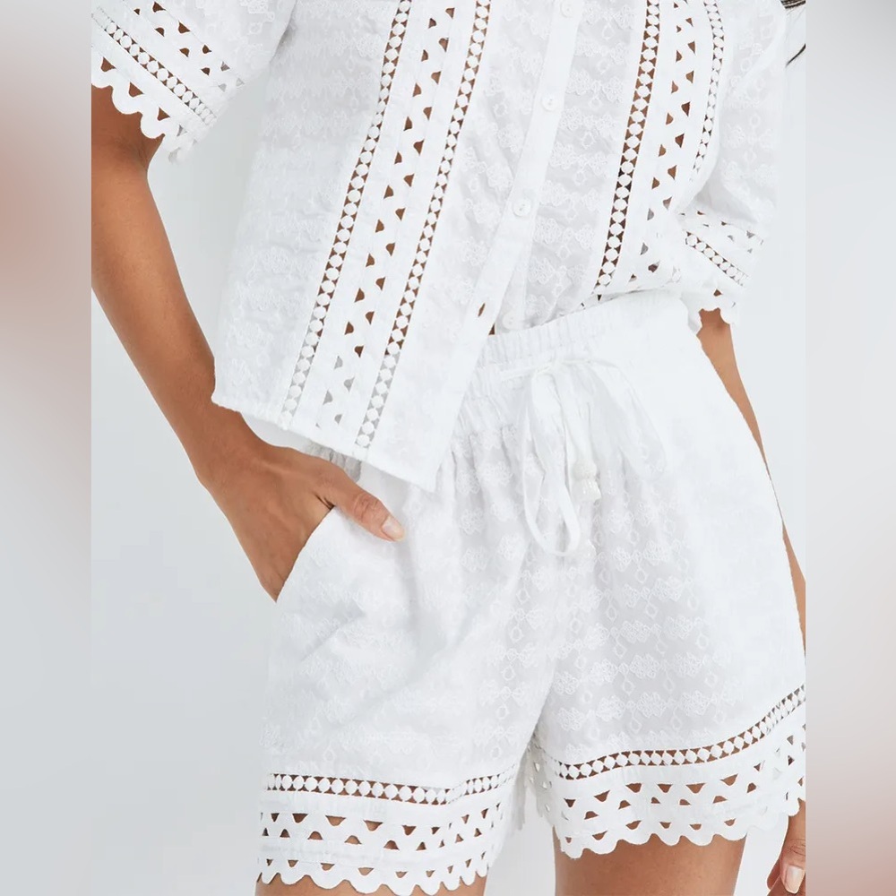 Veronica Beard Tijana Lace Short White Size XL
